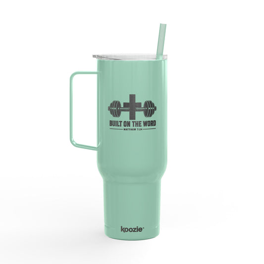 40oz Engraved Insulated Tumbler — Fitness Barbell Design (With Lid & Straw)