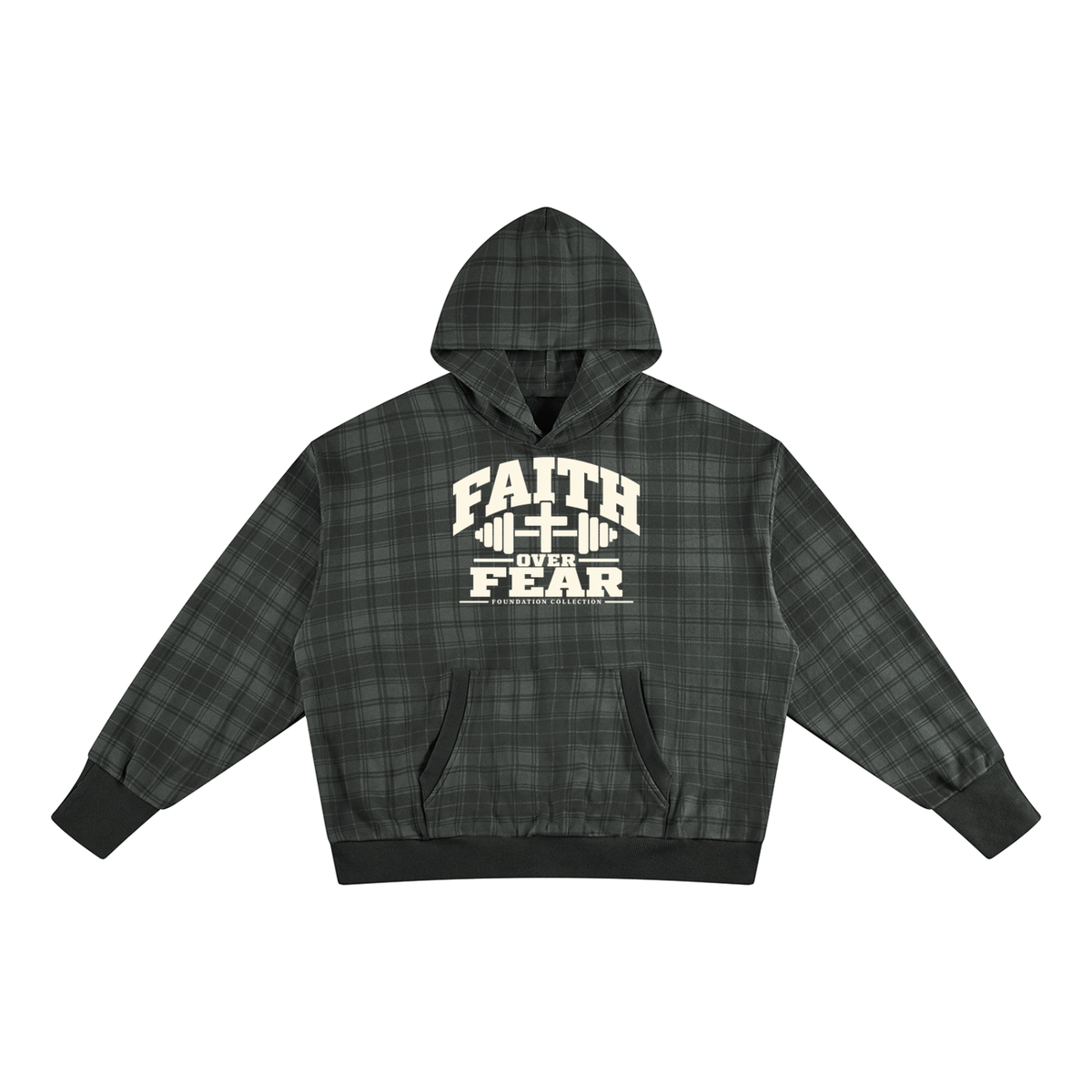 Faith Over Fear Plaid Hoodie