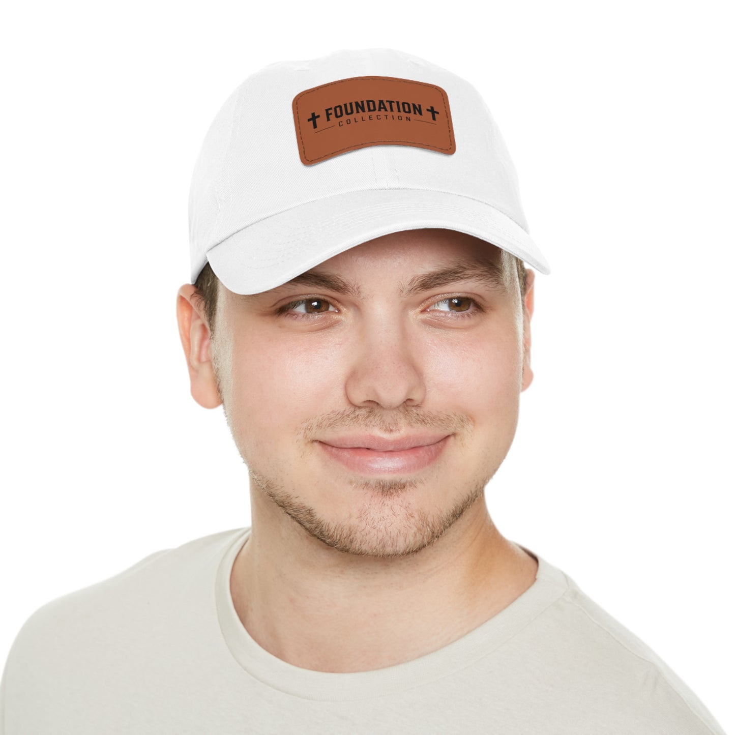 Leather Patch Dad Hat — "Foundation Collection" Embossed Casual Baseball Cap