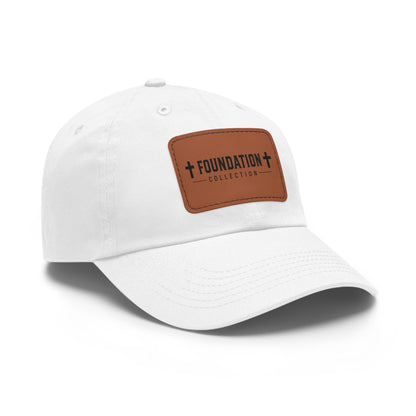 Leather Patch Dad Hat — "Foundation Collection" Embossed Casual Baseball Cap