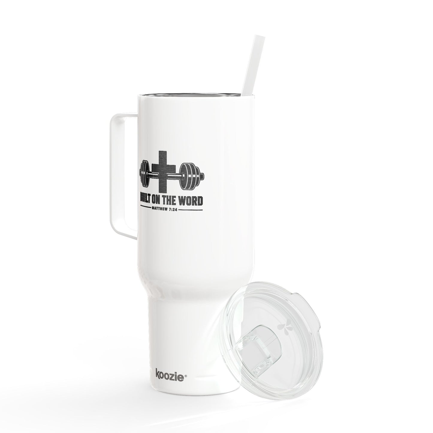 40oz Engraved Insulated Tumbler — Fitness Barbell Design (With Lid & Straw)