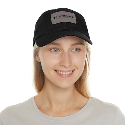 Leather Patch Dad Hat — "Foundation Collection" Embossed Casual Baseball Cap