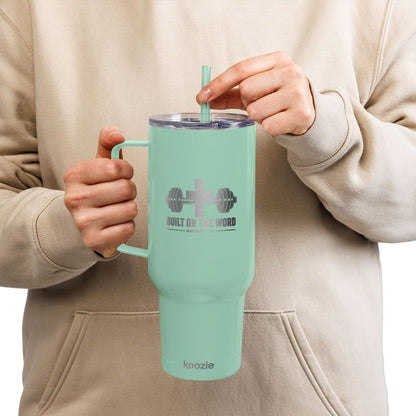 40oz Engraved Insulated Tumbler — Fitness Barbell Design (With Lid & Straw)