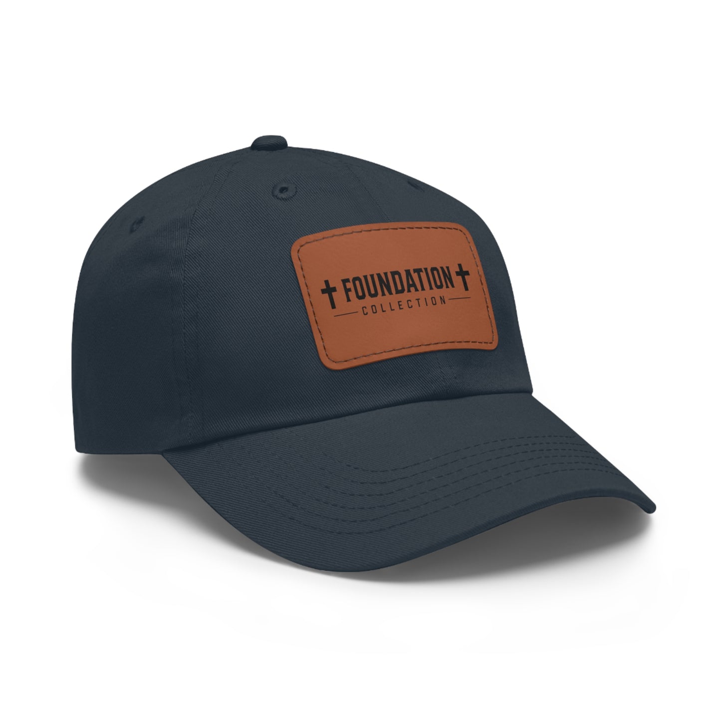 Leather Patch Dad Hat — "Foundation Collection" Embossed Casual Baseball Cap