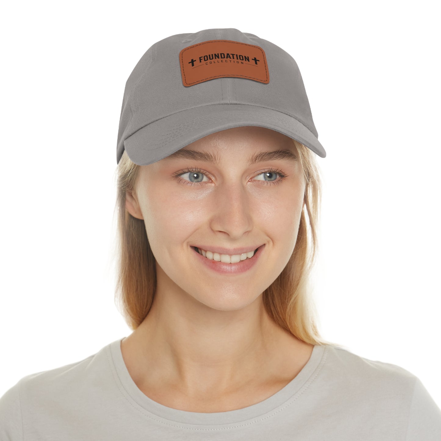 Leather Patch Dad Hat — "Foundation Collection" Embossed Casual Baseball Cap