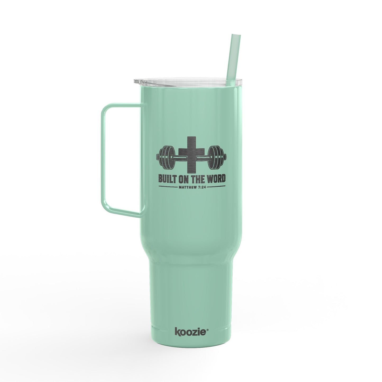 40oz Engraved Insulated Tumbler — Fitness Barbell Design (With Lid & Straw)