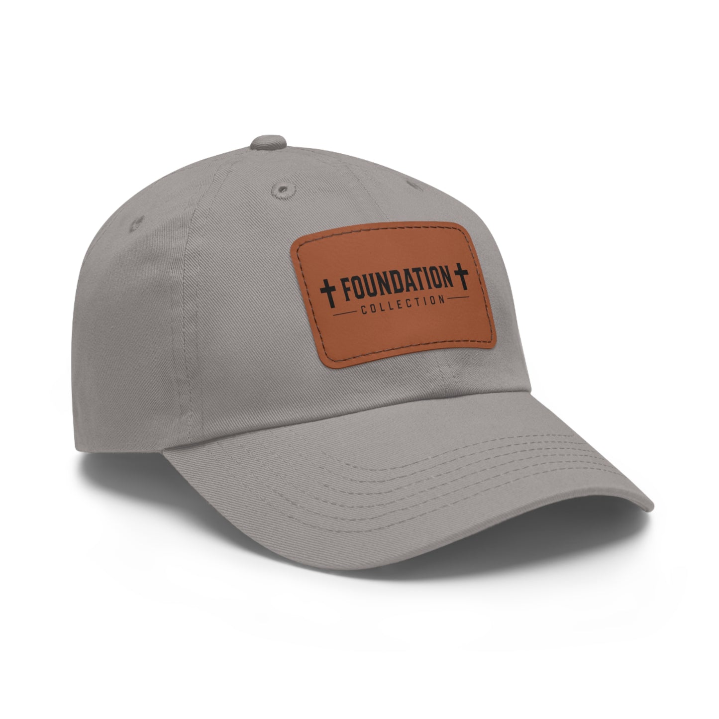 Leather Patch Dad Hat — "Foundation Collection" Embossed Casual Baseball Cap