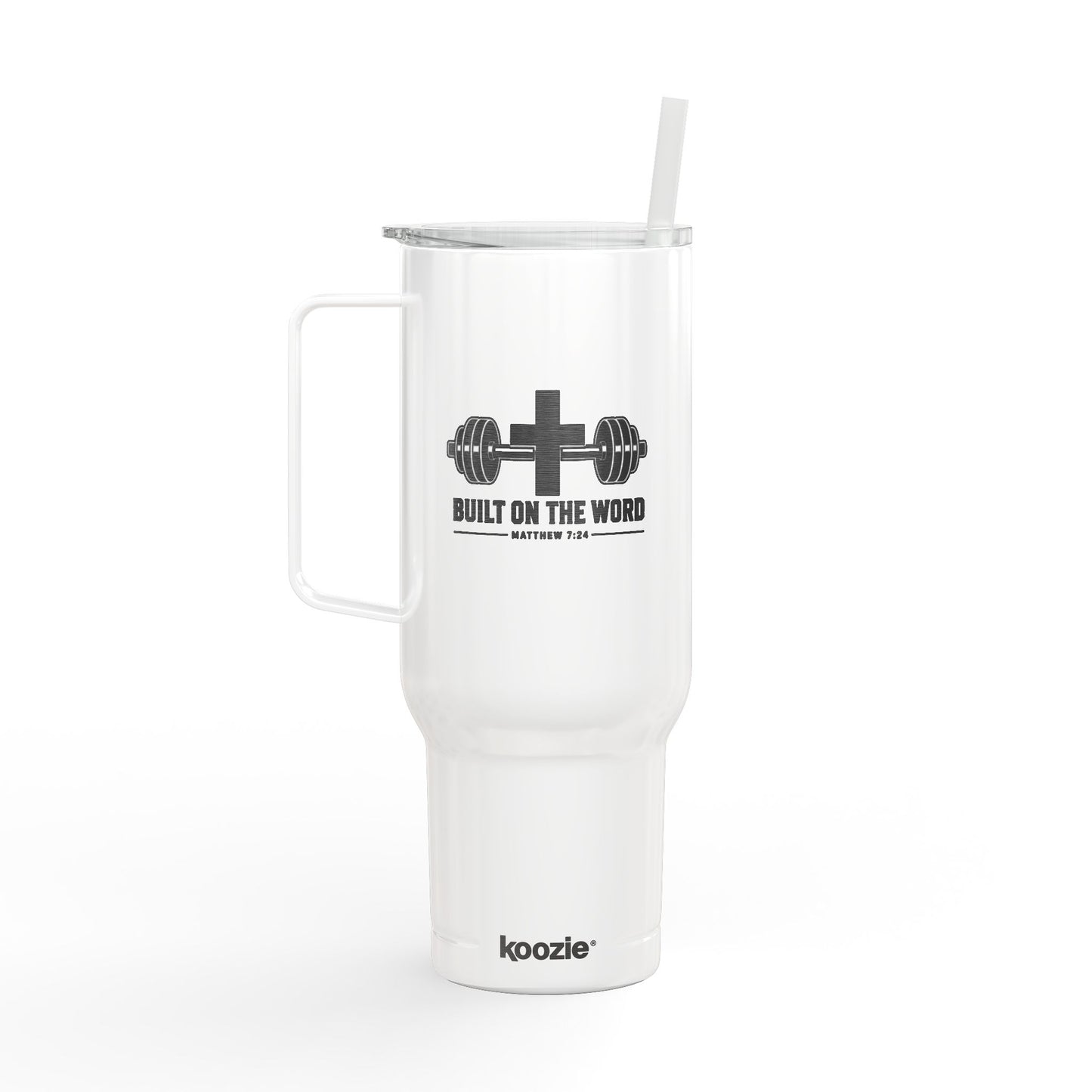 40oz Engraved Insulated Tumbler — Fitness Barbell Design (With Lid & Straw)