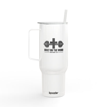 40oz Engraved Insulated Tumbler — Fitness Barbell Design (With Lid & Straw)