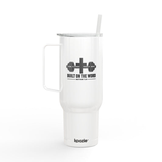 40oz Engraved Insulated Tumbler — Fitness Barbell Design (With Lid & Straw)
