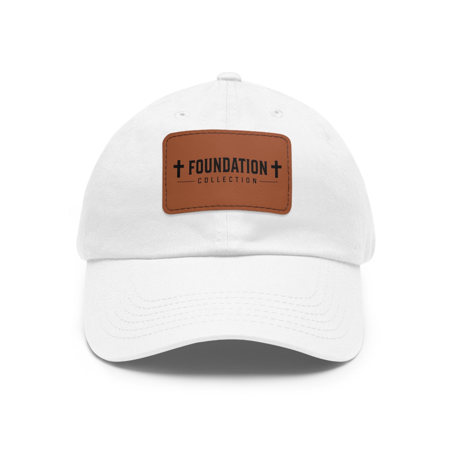 Leather Patch Dad Hat — "Foundation Collection" Embossed Casual Baseball Cap