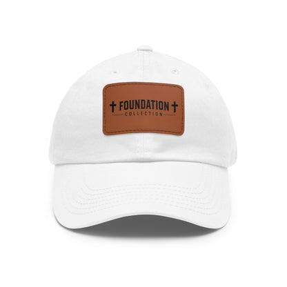 Leather Patch Dad Hat — "Foundation Collection" Embossed Casual Baseball Cap