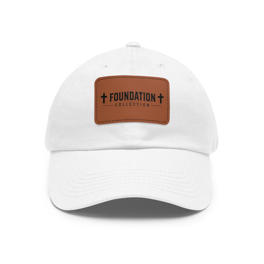 Leather Patch Dad Hat — "Foundation Collection" Embossed Casual Baseball Cap