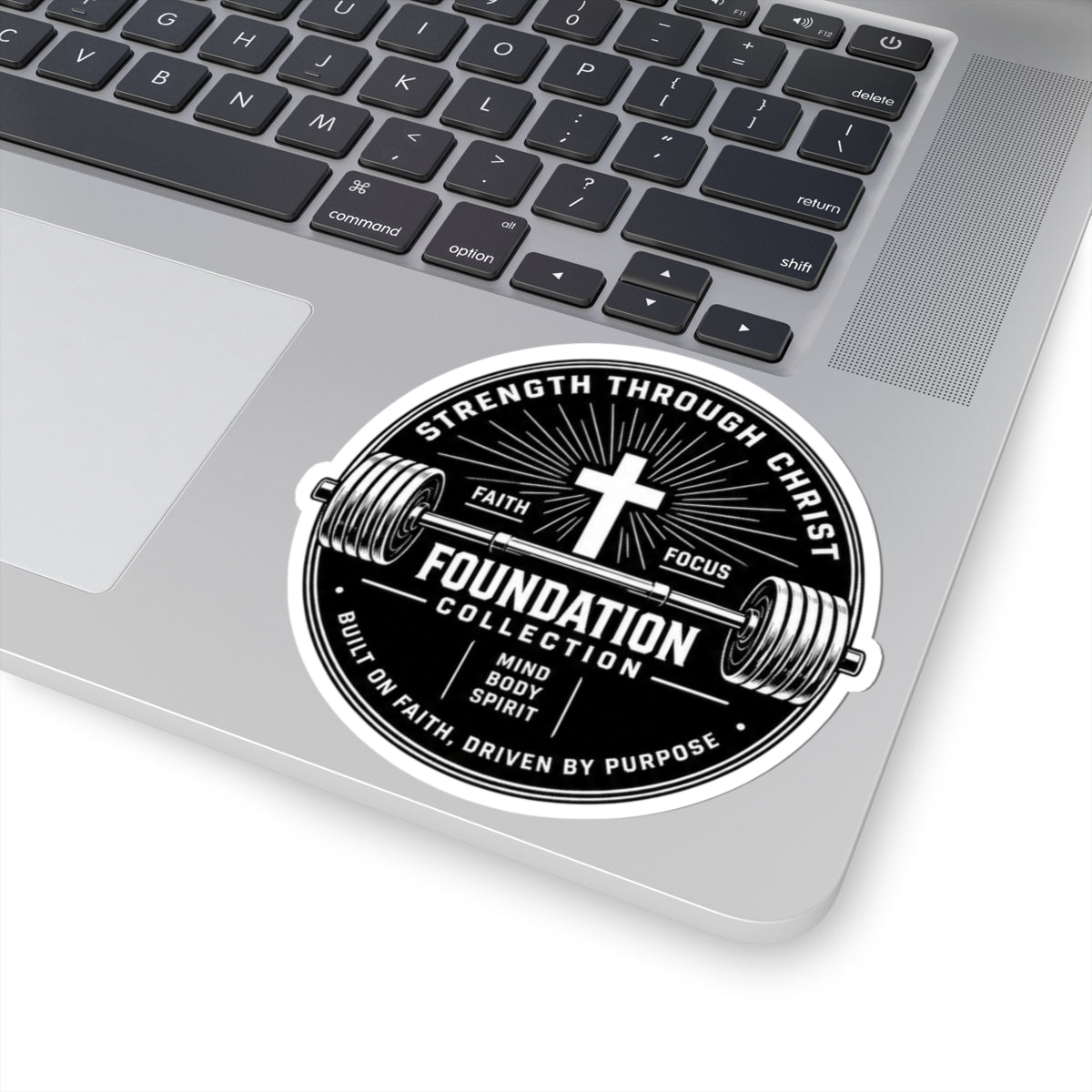 Foundation Collection Christian Fitness Sticker — "Strength Through Christ" Kiss-Cut