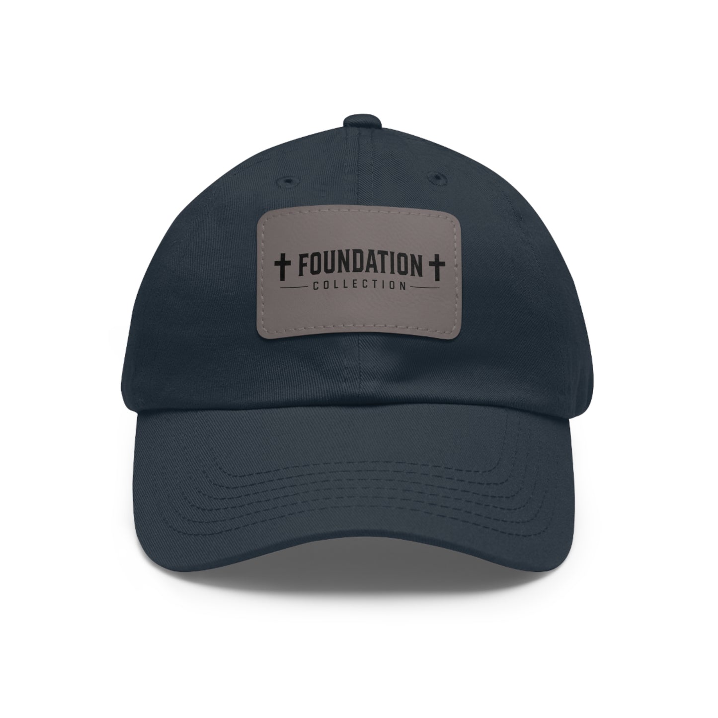 Leather Patch Dad Hat — "Foundation Collection" Embossed Casual Baseball Cap