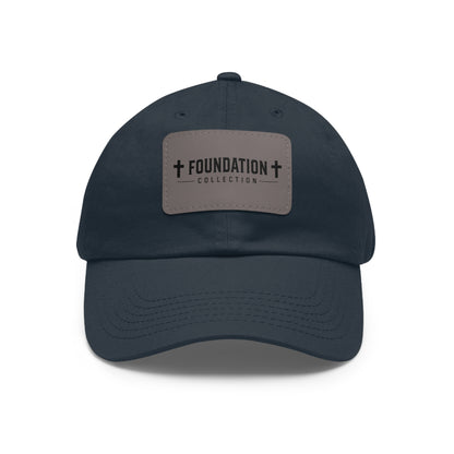 Leather Patch Dad Hat — "Foundation Collection" Embossed Casual Baseball Cap
