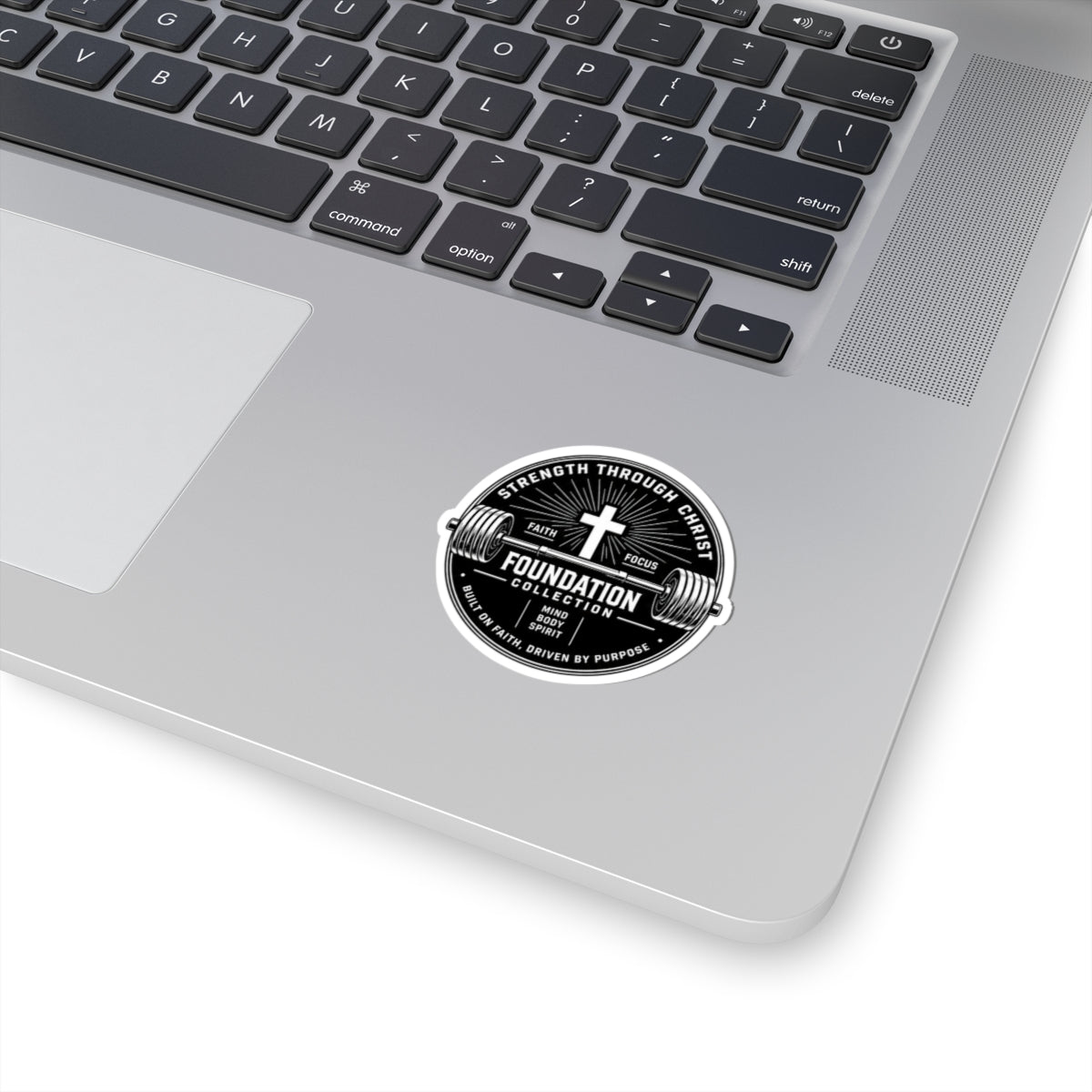 Foundation Collection Christian Fitness Sticker — "Strength Through Christ" Kiss-Cut
