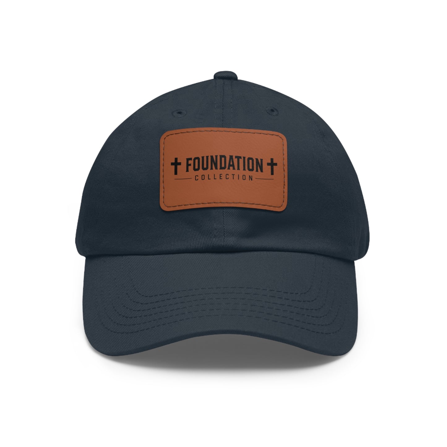 Leather Patch Dad Hat — "Foundation Collection" Embossed Casual Baseball Cap