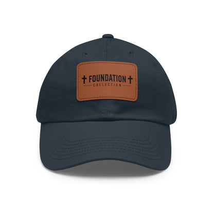 Leather Patch Dad Hat — "Foundation Collection" Embossed Casual Baseball Cap