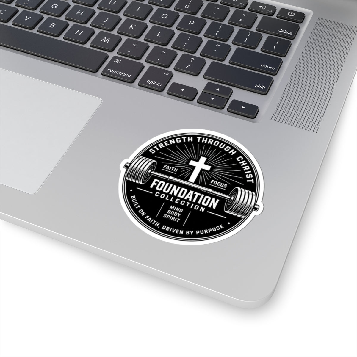 Foundation Collection Christian Fitness Sticker — "Strength Through Christ" Kiss-Cut