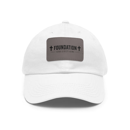 Leather Patch Dad Hat — "Foundation Collection" Embossed Casual Baseball Cap