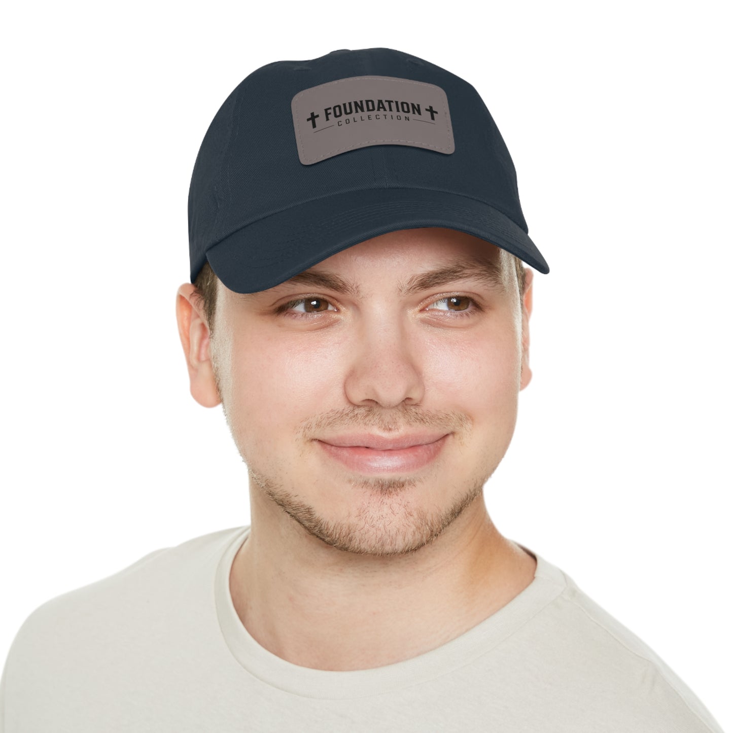 Leather Patch Dad Hat — "Foundation Collection" Embossed Casual Baseball Cap