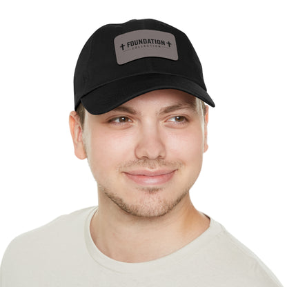Leather Patch Dad Hat — "Foundation Collection" Embossed Casual Baseball Cap