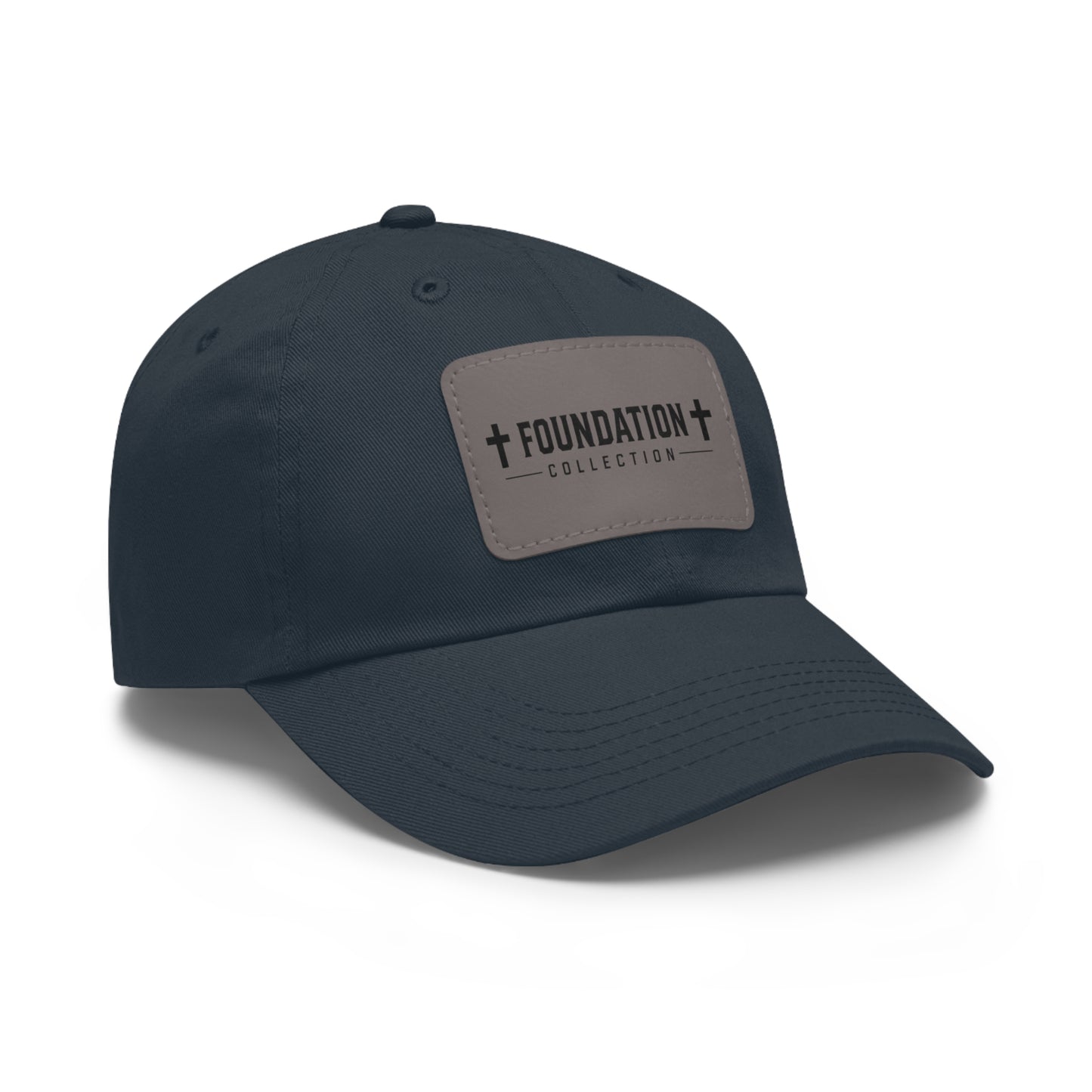 Leather Patch Dad Hat — "Foundation Collection" Embossed Casual Baseball Cap