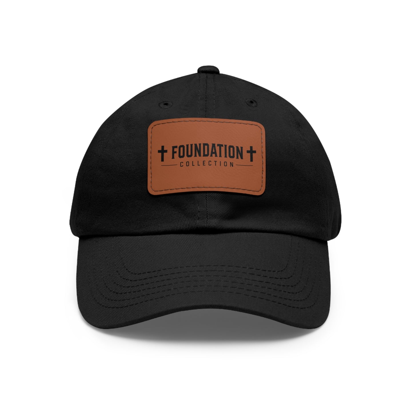 Leather Patch Dad Hat — "Foundation Collection" Embossed Casual Baseball Cap