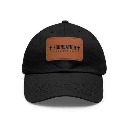 Leather Patch Dad Hat — "Foundation Collection" Embossed Casual Baseball Cap