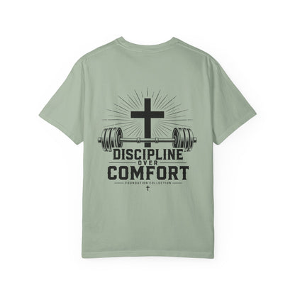 Discipline Over Comfort T-Shirt — Foundation Collection Christian Fitness Tee