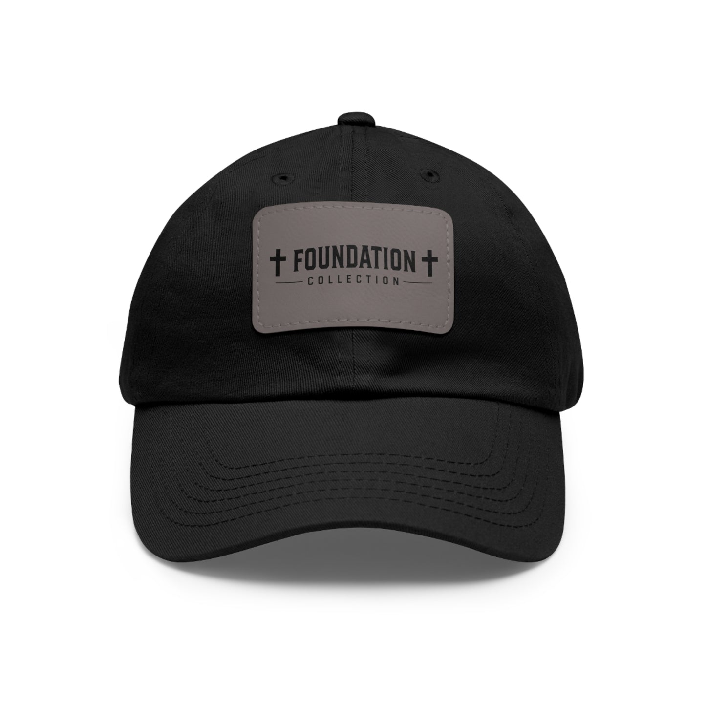 Leather Patch Dad Hat — "Foundation Collection" Embossed Casual Baseball Cap