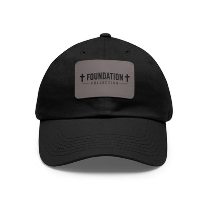 Leather Patch Dad Hat — "Foundation Collection" Embossed Casual Baseball Cap