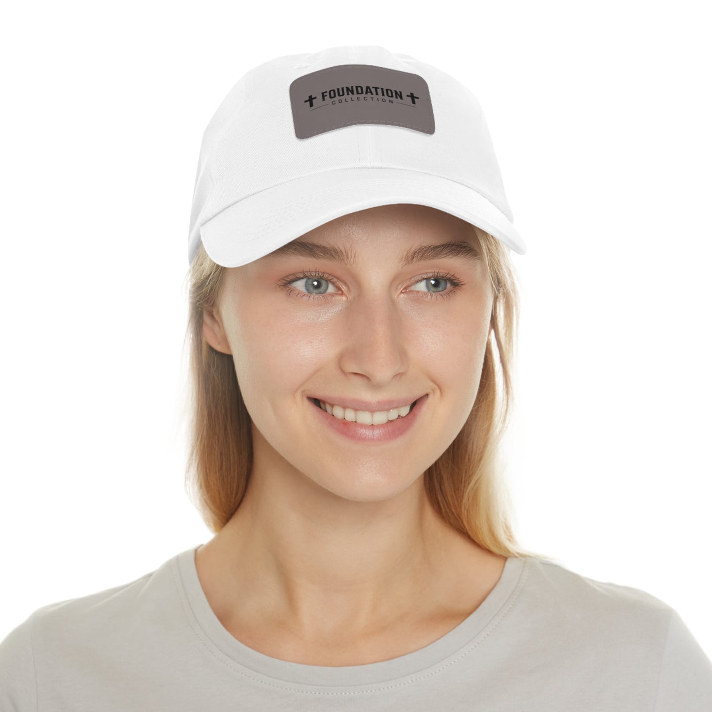 Leather Patch Dad Hat — "Foundation Collection" Embossed Casual Baseball Cap