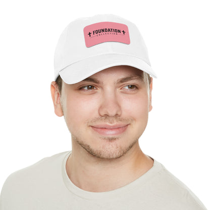Leather Patch Dad Hat — "Foundation Collection" Embossed Casual Baseball Cap
