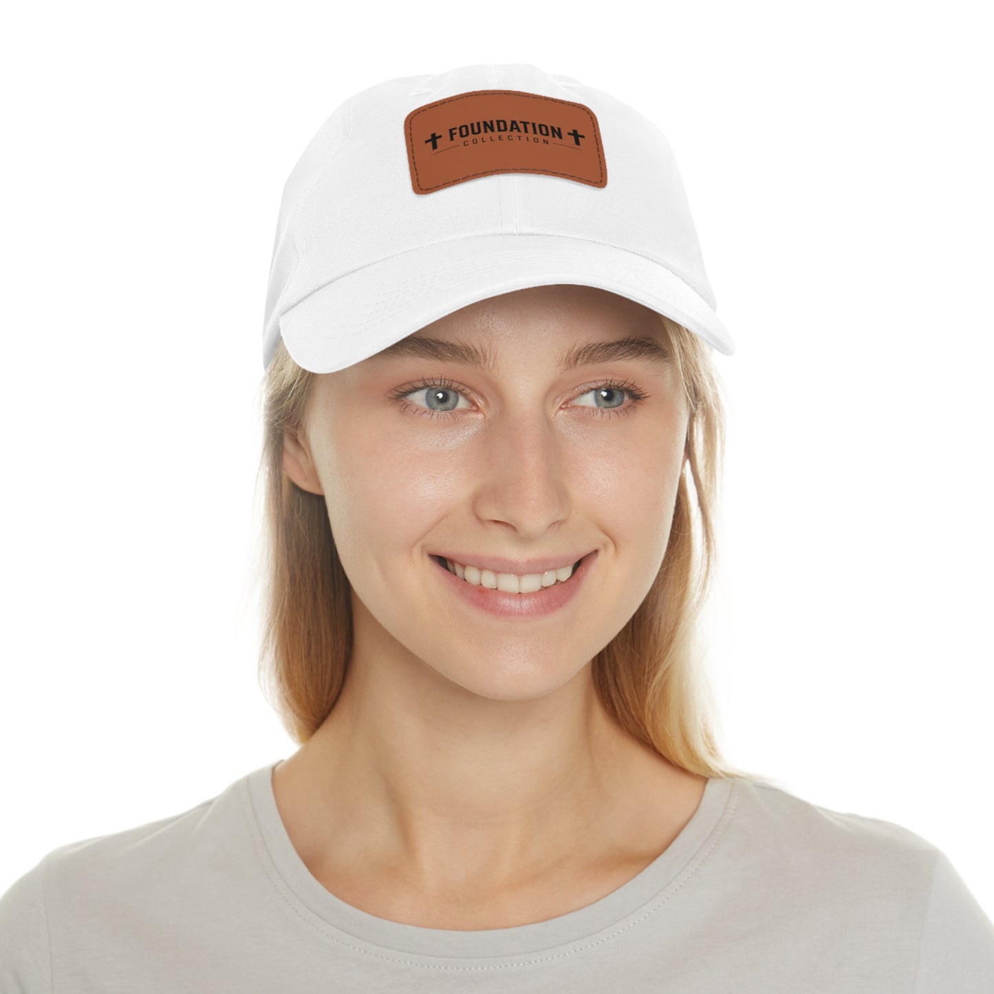 Leather Patch Dad Hat — "Foundation Collection" Embossed Casual Baseball Cap