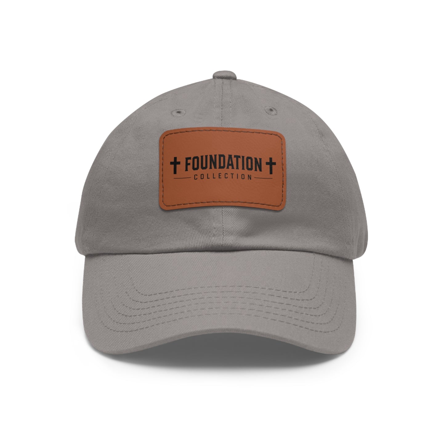 Leather Patch Dad Hat — "Foundation Collection" Embossed Casual Baseball Cap