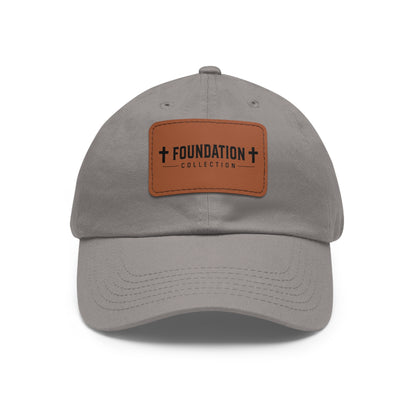 Leather Patch Dad Hat — "Foundation Collection" Embossed Casual Baseball Cap