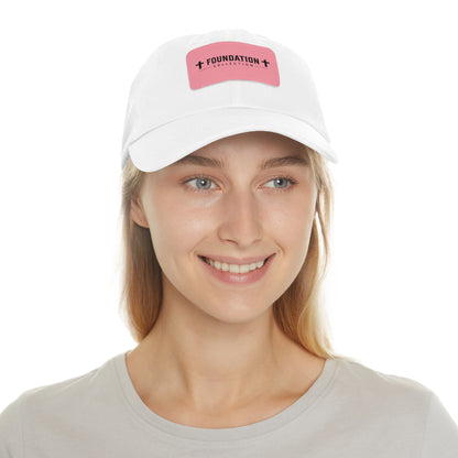 Leather Patch Dad Hat — "Foundation Collection" Embossed Casual Baseball Cap