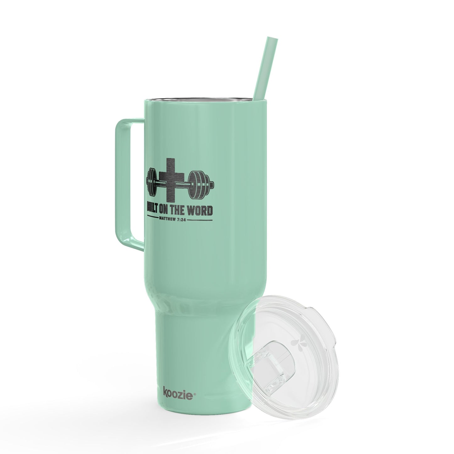 40oz Engraved Insulated Tumbler — Fitness Barbell Design (With Lid & Straw)