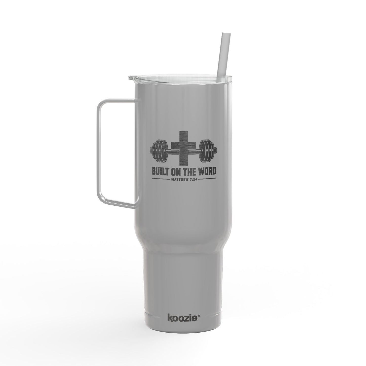 40oz Engraved Insulated Tumbler — Fitness Barbell Design (With Lid & Straw)