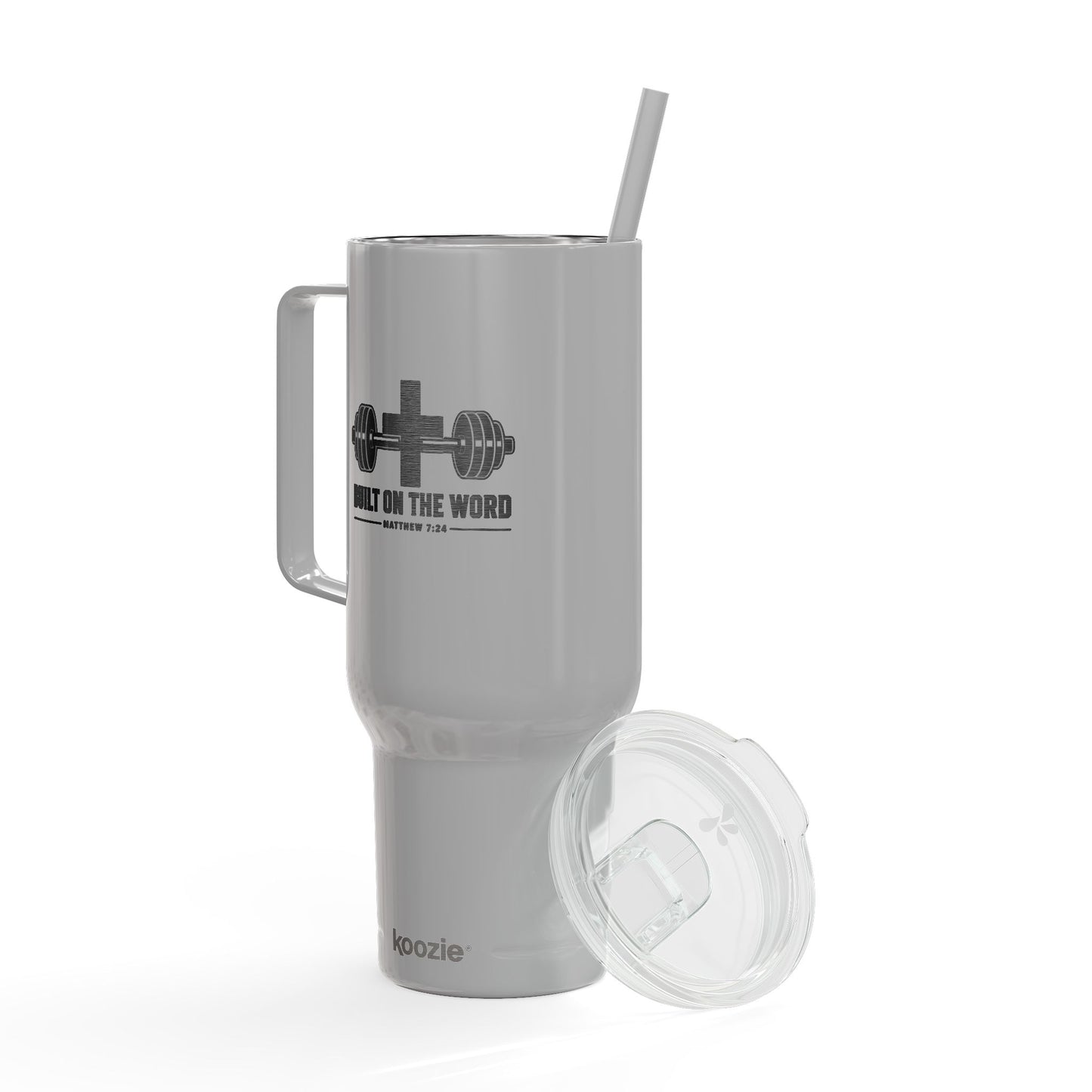 40oz Engraved Insulated Tumbler — Fitness Barbell Design (With Lid & Straw)