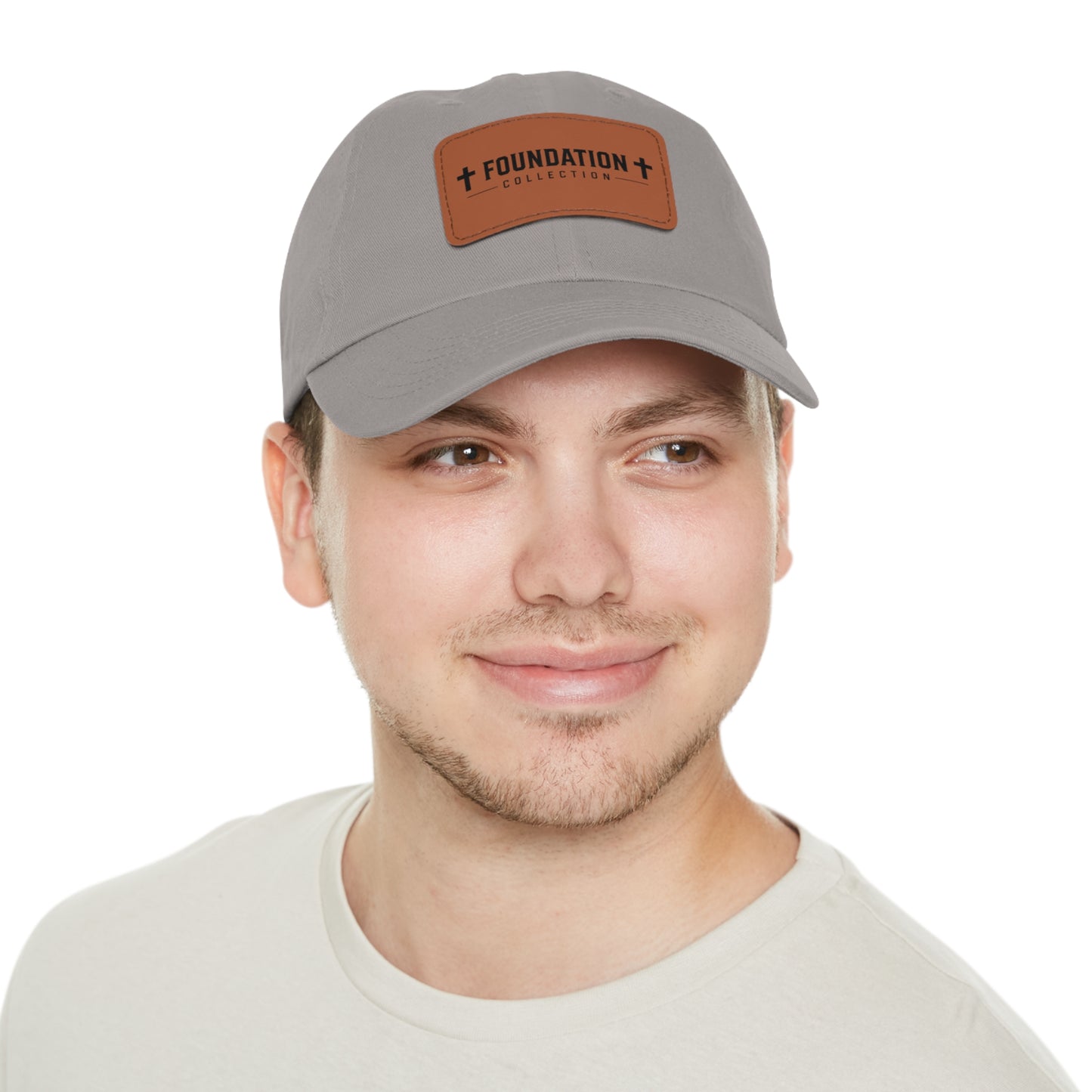 Leather Patch Dad Hat — "Foundation Collection" Embossed Casual Baseball Cap